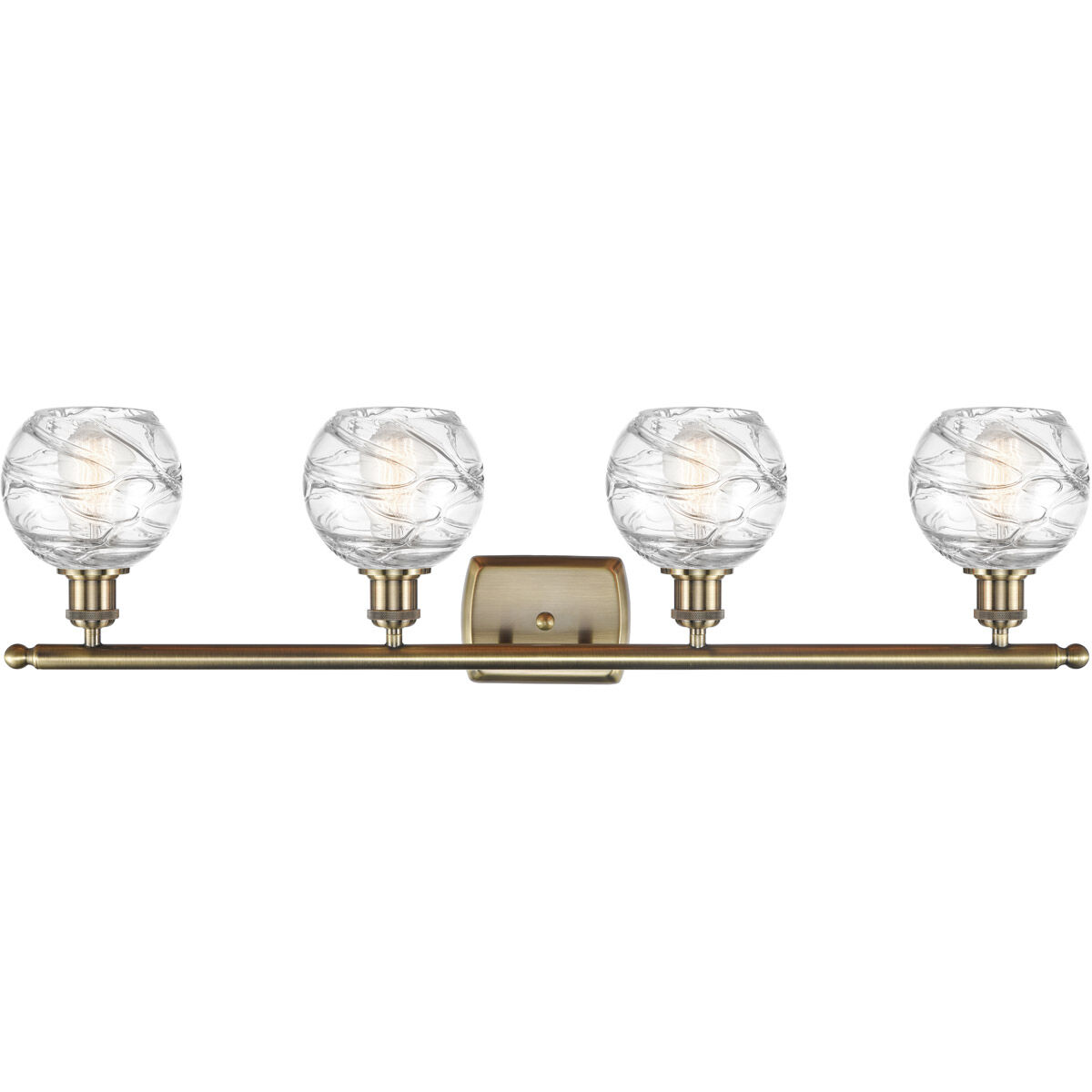 Ballston Small Deco Swirl LED 36 inch Antique Brass Bath Vanity Light Wall Light, Ballston