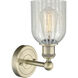 Caledonia Sconce Wall Light in Antique Brass, Mouchette