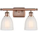 Ballston Brookfield 2 Light 16 inch Antique Copper Bath Vanity Light Wall Light in White Glass, Ballston
