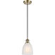 Ballston Brookfield LED 5.75 inch Antique Brass Mini Pendant Ceiling Light in White Glass, Black Textured, Ballston