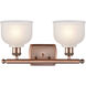 Ballston Dayton 2 Light 16 inch Antique Copper Bath Vanity Light Wall Light in White Glass, Ballston