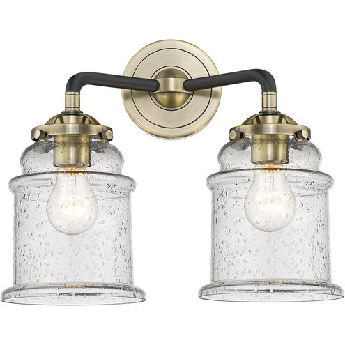 Nouveau Canton 2 Light 14 inch Black Antique Brass Bath Vanity Light Wall Light in Seedy Glass, Nouveau