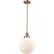 Franklin Restoration Beacon 1 Light 10 inch Antique Copper Mini Pendant Ceiling Light in Incandescent, Matte White, Franklin Restoration