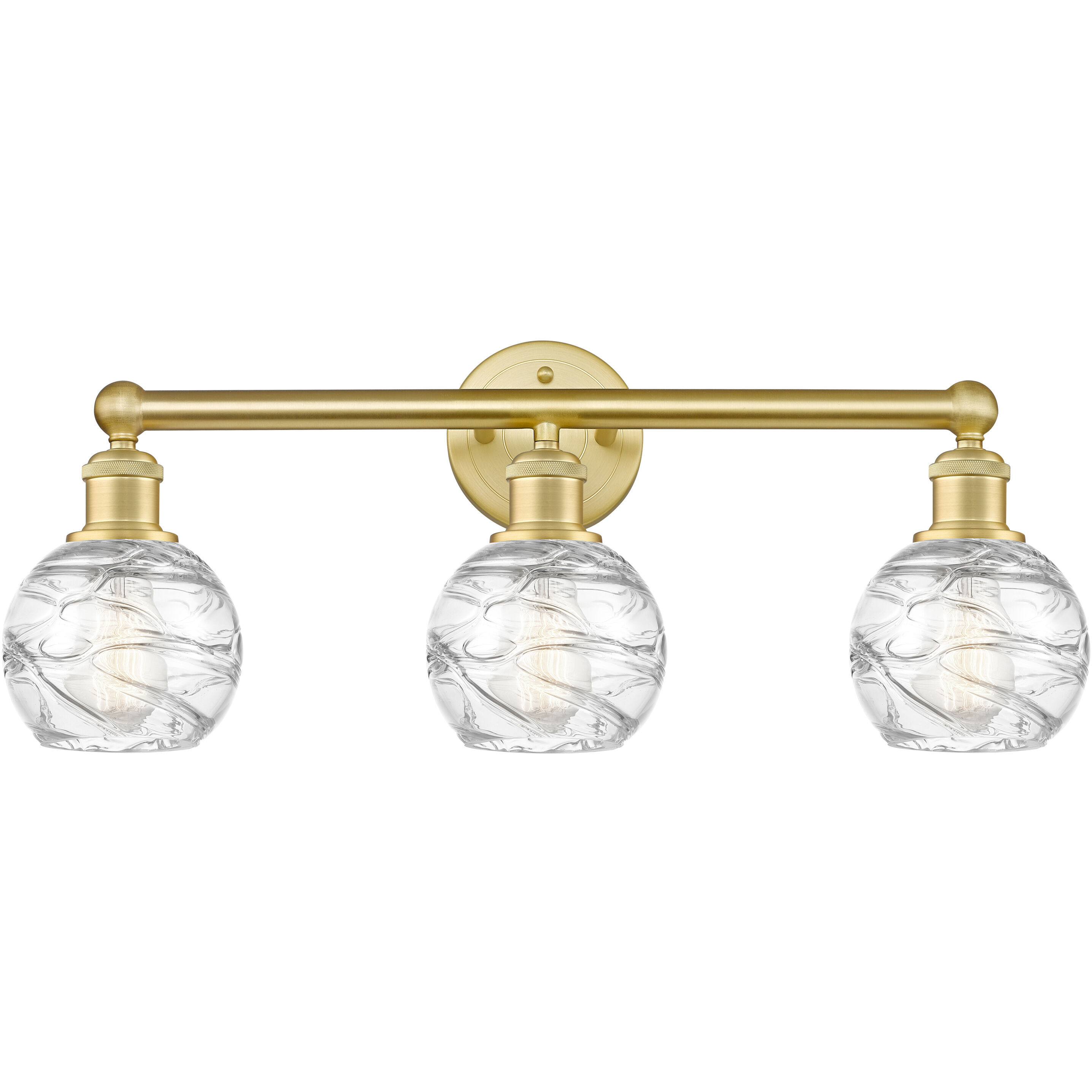 Athens Deco Swirl 3 Light 24 inch Satin Gold Bath Vanity Light Wall Light in Clear Deco Swirl