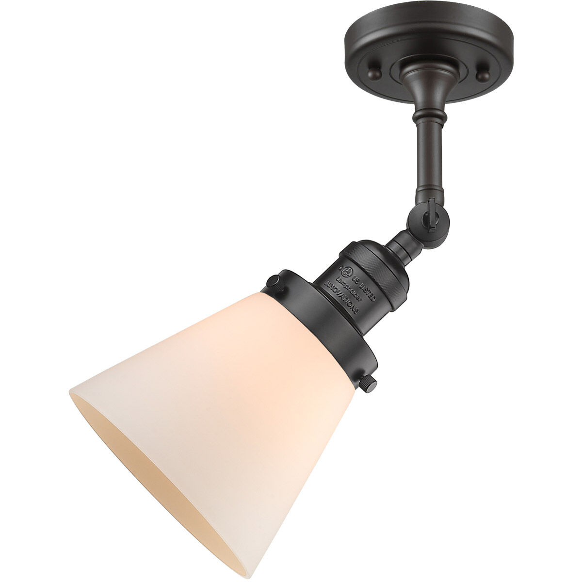 Franklin Restoration Small Cone 1 Light 6 inch Oil Rubbed Bronze Sconce Wall Light in Matte White Glass, Franklin Restoration