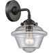 Nouveau Small Oxford 1 Light 8 inch Oil Rubbed Bronze Sconce Wall Light in Seedy Glass, Nouveau