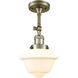 Franklin Restoration Small Oxford LED 8 inch Antique Brass Sconce Wall Light in Matte White Glass, Franklin Restoration