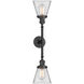 Franklin Restoration Small Cone 2 Light 16 inch Oil Rubbed Bronze Bath Vanity Light Wall Light in Clear Glass, Franklin Restoration