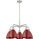Ballston Dome 5 Light 25.5 inch Satin Nickel Chandelier Ceiling Light in Red