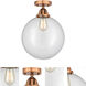 Nouveau 2 Beacon LED 12 inch Antique Copper Semi-Flush Mount Ceiling Light in Clear Glass