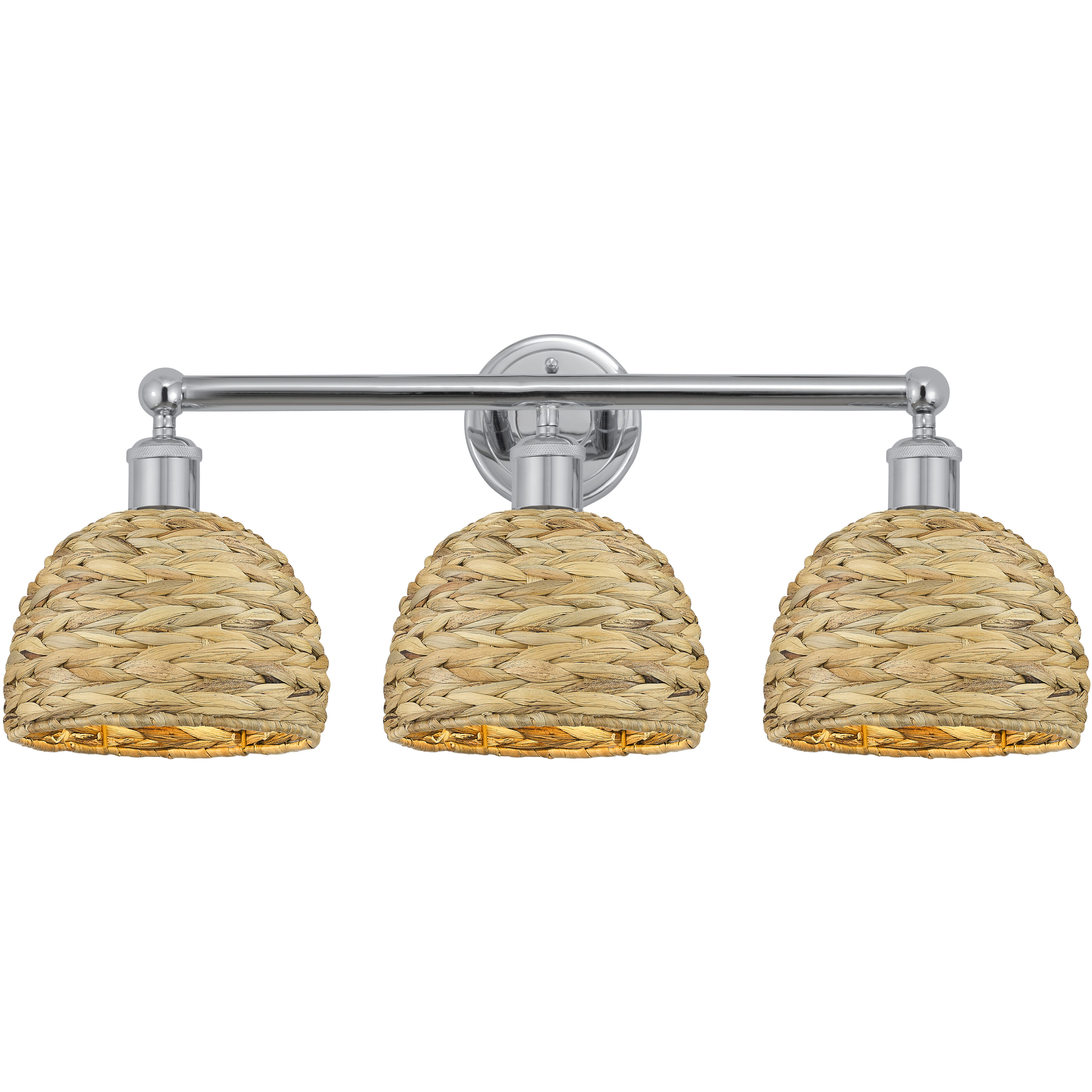 Edison Woven Rattan 3 Light 26 inch Polished Chrome Bath Vanity Light Wall Light