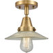 Franklin Restoration Halophane 1 Light 9 inch Brushed Brass Flush Mount Ceiling Light in Clear Halophane Glass