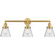Franklin Restoration Small Cone LED 30 inch Satin Gold Bath Vanity Light Wall Light in Seedy Glass, Franklin Restoration