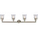 Franklin Restoration Small Canton 4 Light 42 inch Brushed Satin Nickel Bath Vanity Light Wall Light in Seedy Glass, Franklin Restoration