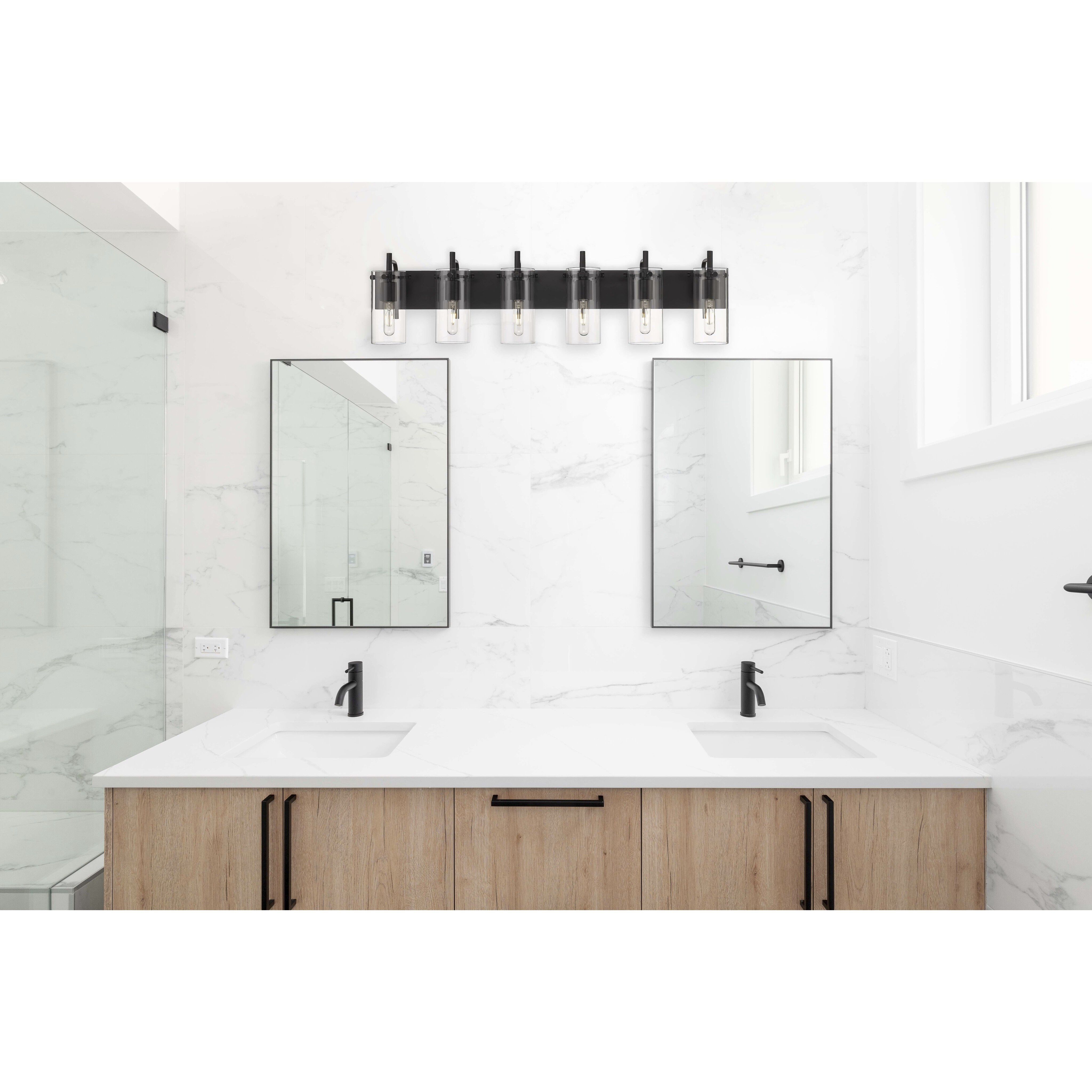 Auralume Press LED 42 inch Matte Black and Clear Bath Vanity Light Wall Light