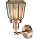 Franklin Restoration Chatham LED 6 inch Antique Copper Semi-Flush Mount Ceiling Light in Mercury Glass, Franklin Restoration