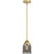 Nouveau 2 Bell 1 Light 5 inch Satin Gold Mini Pendant Ceiling Light in Incandescent, Plated Smoke