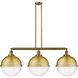 Franklin Restoration Hampden 3 Light 45.38 inch Brushed Brass Island Light Ceiling Light in Seedy Glass