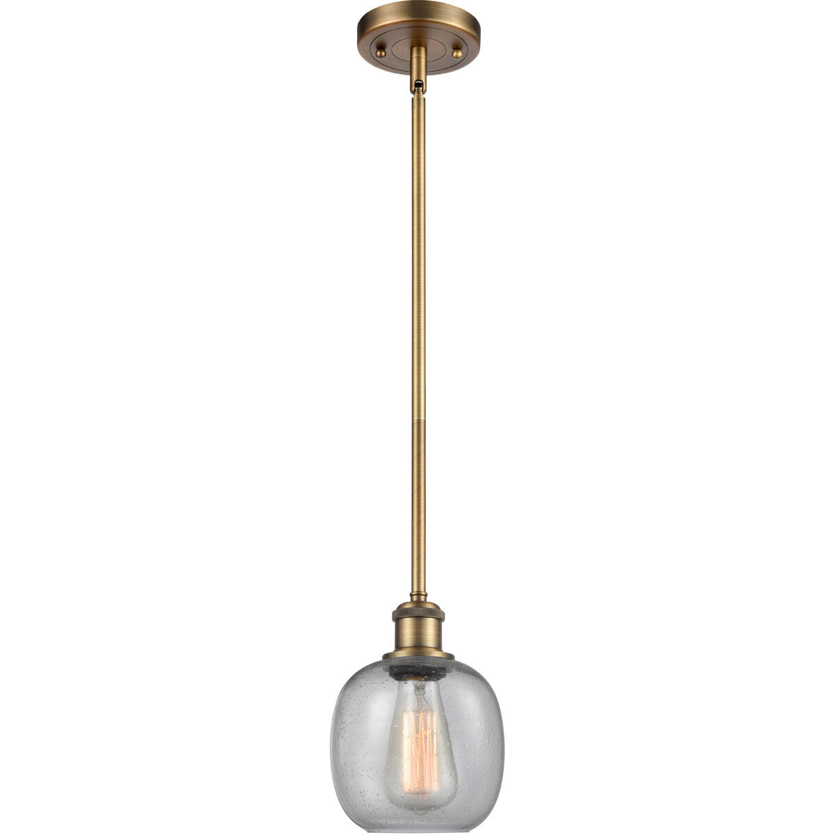 Ballston Belfast LED 6 inch Brushed Brass Pendant Ceiling Light in Seedy Glass, Ballston