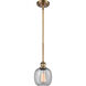 Ballston Belfast LED 6 inch Brushed Brass Pendant Ceiling Light in Seedy Glass, Ballston