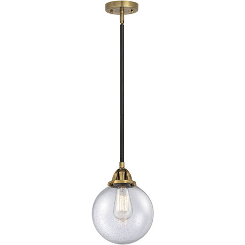 Nouveau 2 Beacon 1 Light 8 inch Black Antique Brass Mini Pendant Ceiling Light in Incandescent, Seedy
