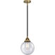 Nouveau 2 Beacon 1 Light 8 inch Black Antique Brass Mini Pendant Ceiling Light in Incandescent, Seedy