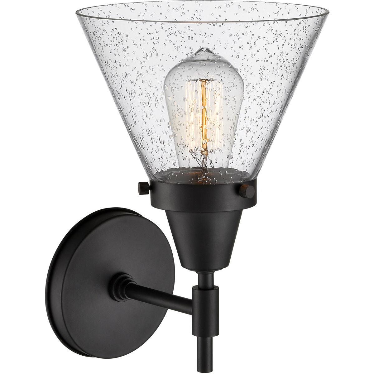 Caden 1 Light 8 inch Matte Black Sconce Wall Light in Seedy Glass