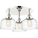 Bell 3 Light 19.75 inch Polished Nickel Flush Mount Ceiling Light in Clear Deco Swirl