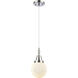 Beacon 1 Light 6 inch Polished Chrome Mini Pendant Ceiling Light in Matte White Glass