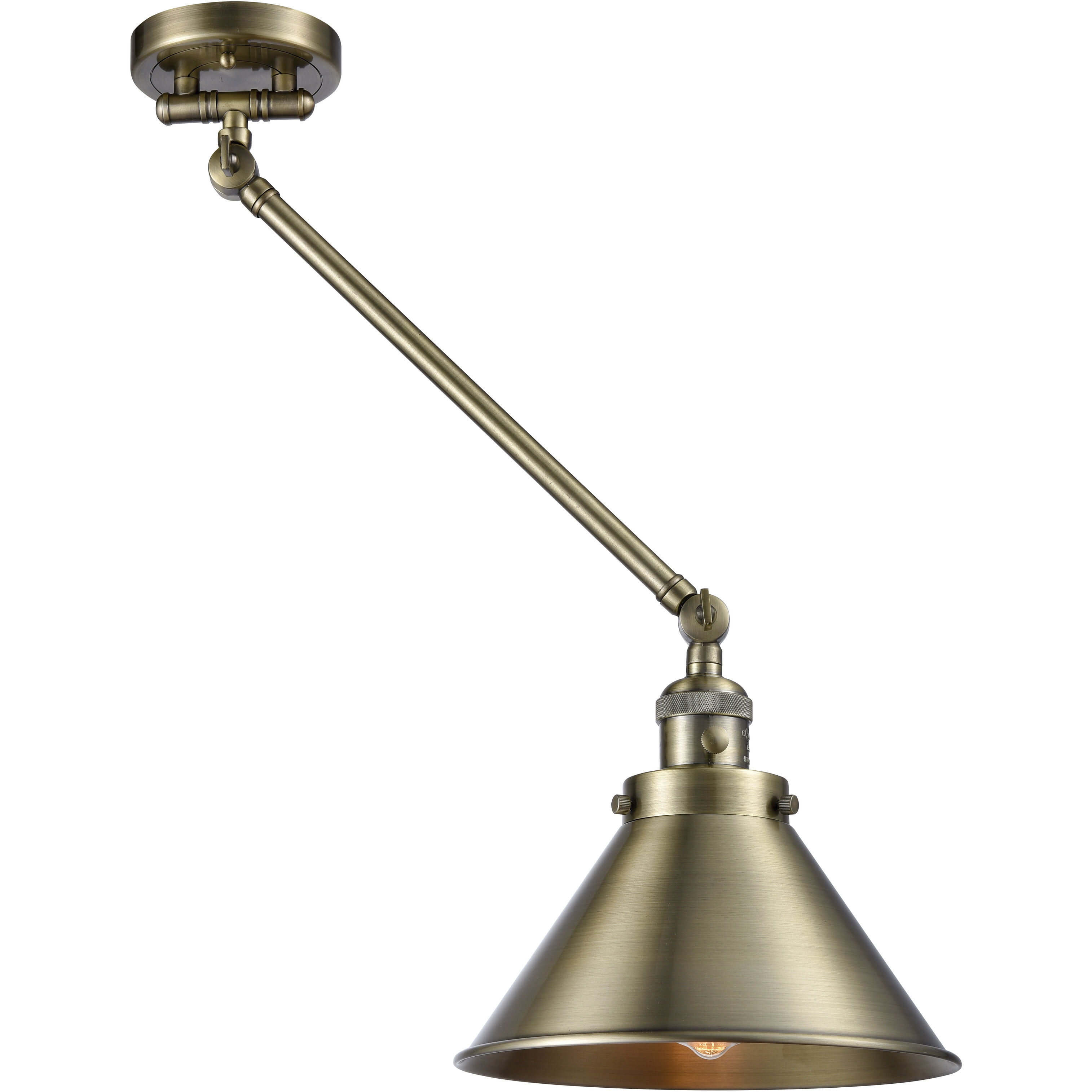 Briarcliff 21 inch 60.00 watt Antique Brass Swing Arm Wall Light, Franklin Restoration