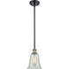 Ballston Hanover LED 6.25 inch Black Antique Brass Pendant Ceiling Light in Mouchette Glass, Ballston