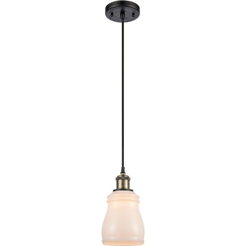 Ballston Ellery 1 Light 5 inch Black Antique Brass Mini Pendant Ceiling Light in White Glass, Ballston