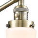 Bellmont 35 inch 3.5 watt Antique Brass Swing Arm Wall Light in Matte White Glass, Franklin Restoration