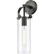Downtown Urban Pilaster Armed Sconce Wall Light in Matte Black, Clear