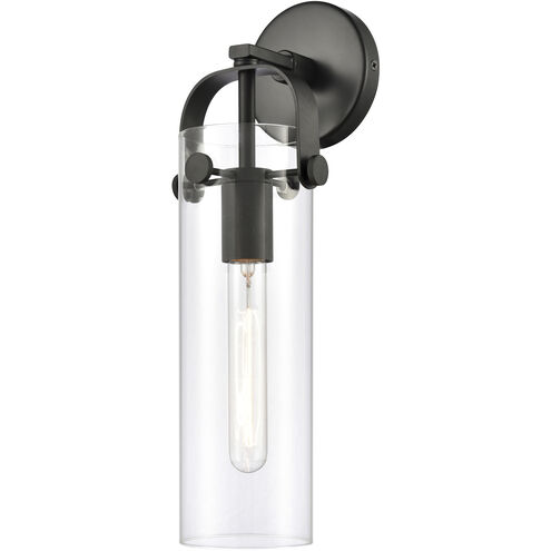Downtown Urban Pilaster Armed Sconce Wall Light in Matte Black, Clear