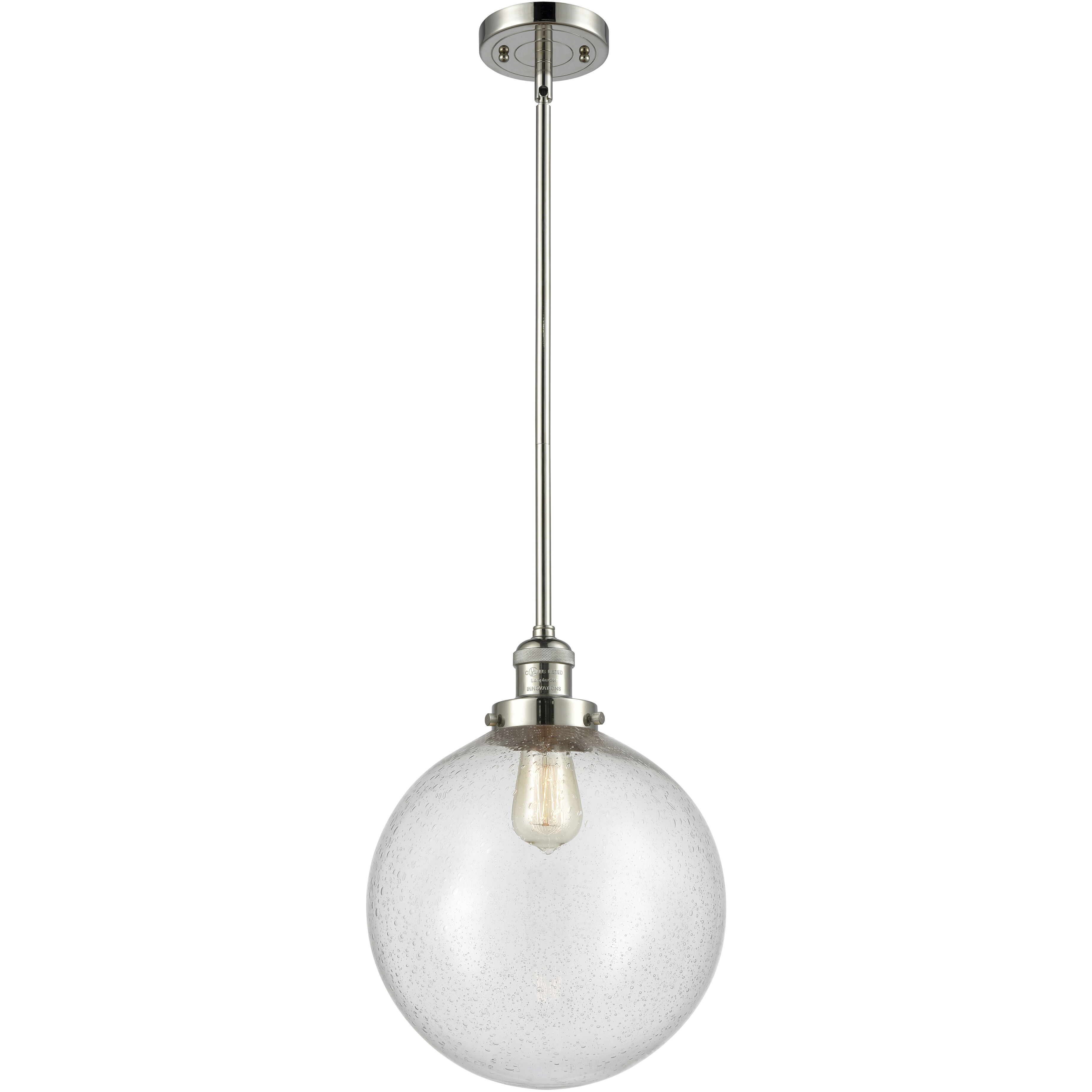 Franklin Restoration Beacon 1 Light 12 inch Polished Nickel Mini Pendant Ceiling Light in Incandescent, Seedy, Franklin Restoration
