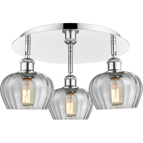 Fenton 3 Light 18.25 inch Polished Chrome Flush Mount Ceiling Light in Clear