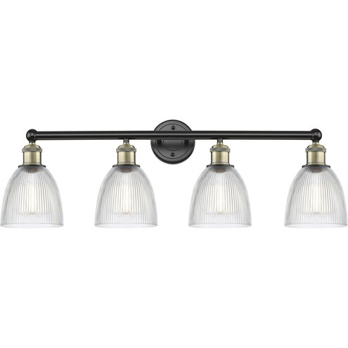 Castile 4 Light 33 inch Black Antique Brass and Clear Bath Vanity Light Wall Light