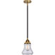 Nouveau 2 Bellmont LED 6 inch Black Antique Brass and Matte Black Mini Pendant Ceiling Light in Clear Glass