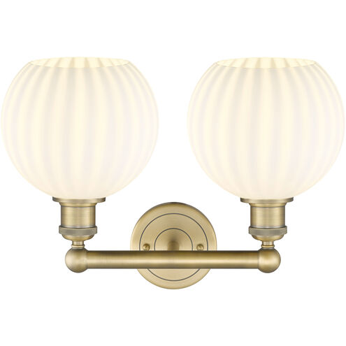 Edison White Venetian 2 Light 17 inch Brushed Brass Bath Vanity Light Wall Light