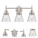 Caden 3 Light 24 inch Satin Nickel Bath Vanity Light Wall Light in Seedy Glass