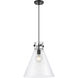 Newton Cone 1 Light 14 inch Matte Black Pendant Ceiling Light in Clear Glass
