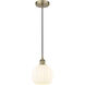 Edison White Venetian 1 Light 8 inch Antique Brass Cord Hung Mini Pendant Ceiling Light