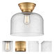 Aditi X-Large Bell 1 Light 12 inch Brushed Brass Flush Mount Ceiling Light in Seedy Glass, Aditi