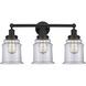 Edison Canton 3 Light 24 inch Matte Black Bath Vanity Light Wall Light in Clear Glass