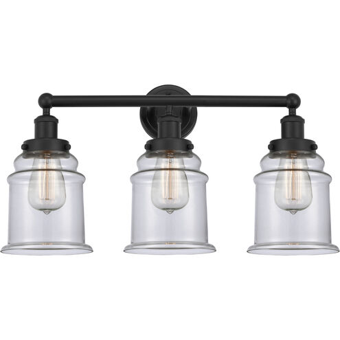 Edison Canton 3 Light 24 inch Matte Black Bath Vanity Light Wall Light in Clear Glass
