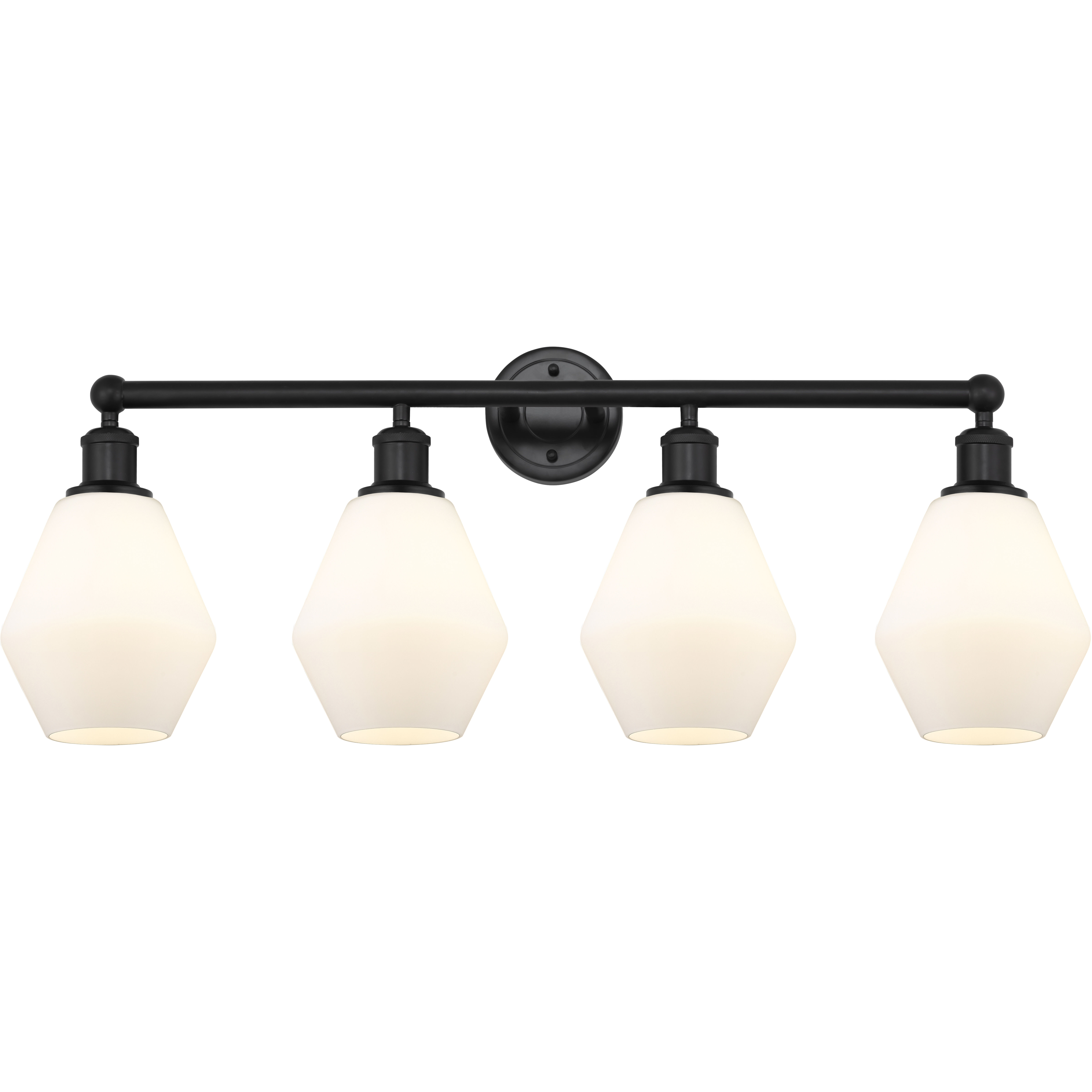 Edison Cindyrella 4 Light 33 inch Matte Black Bath Vanity Light Wall Light in Matte White Glass