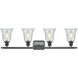 Ballston Hanover 4 Light 36 inch Matte Black Bath Vanity Light Wall Light in Fishnet Glass, Ballston