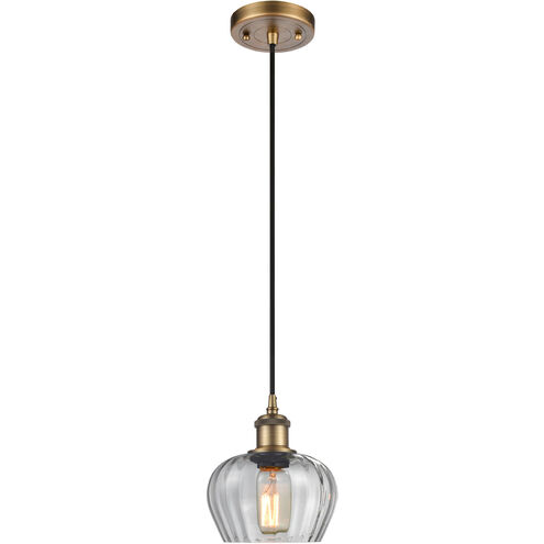 Ballston Fenton 1 Light 7 inch Brushed Brass Mini Pendant Ceiling Light in Clear Glass, Ballston