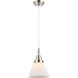 Downtown Urban Cone 1 Light 7.75 inch Polished Nickel Mini Pendant Ceiling Light in Matte White